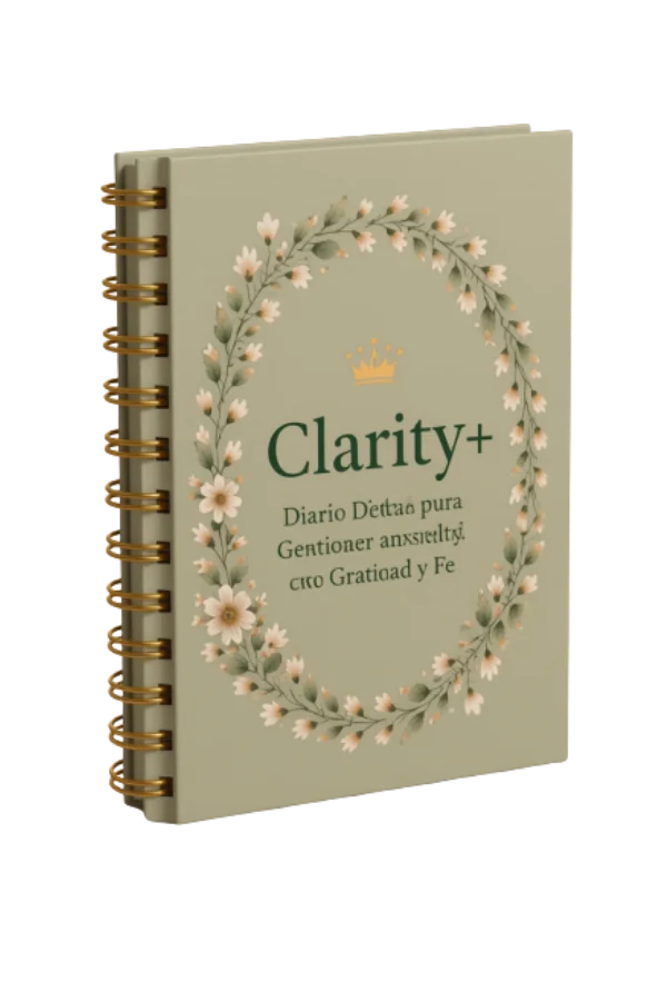 Diario digital Clarity + en una tablet junto a un cuaderno