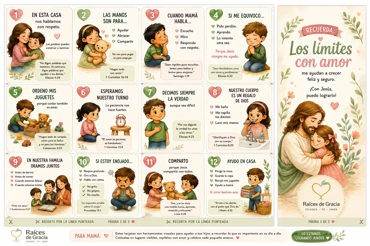 Tarjetas imprimibles de límites con amor para el hogar