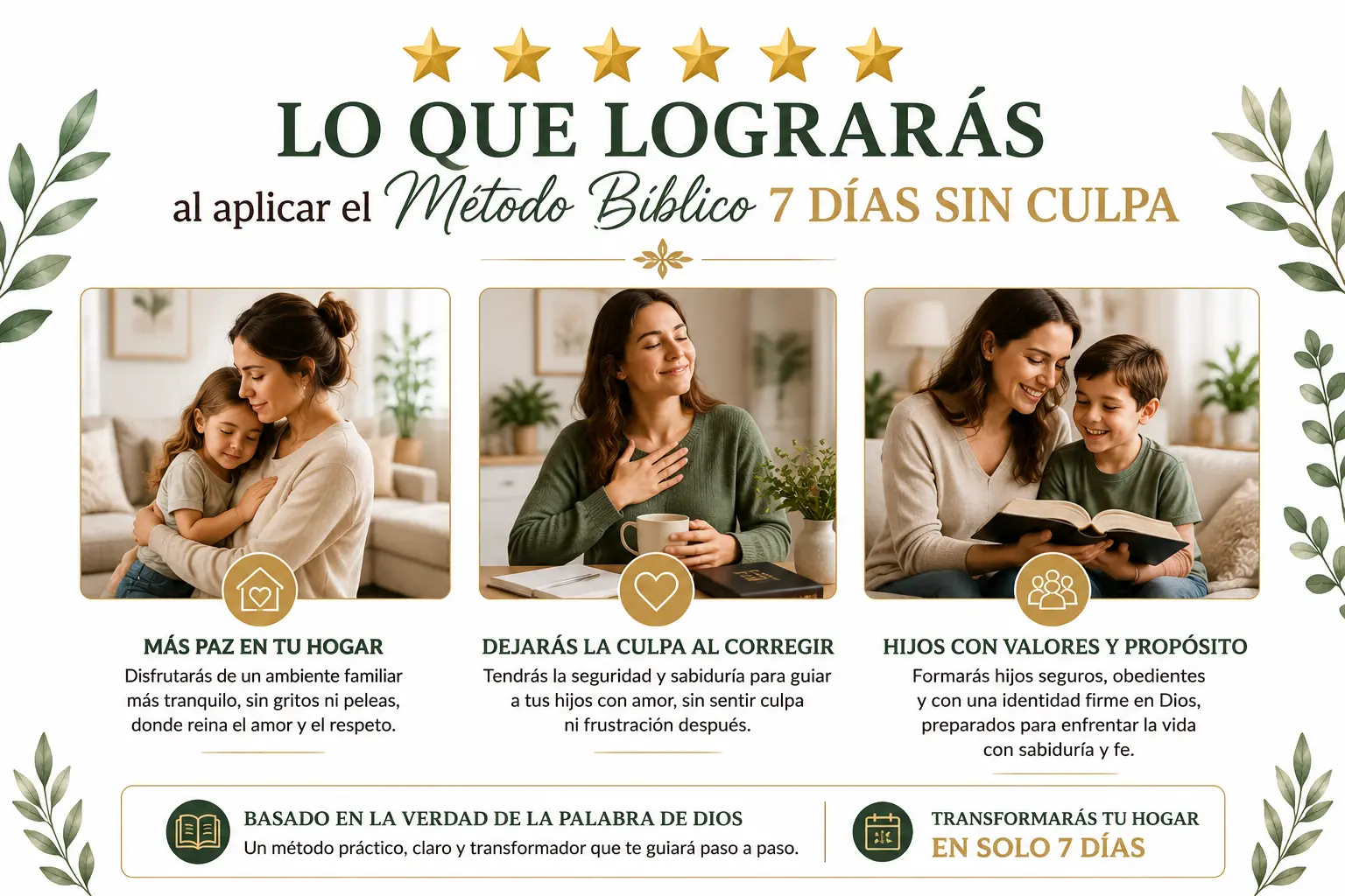 Resultados del método biblico 7 días sin culpa: hogar en paz madre e hija abrazadas.